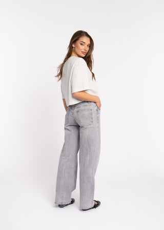 SICILY - Grey denim straight jeans