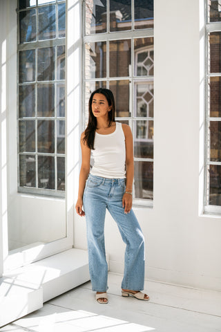 SELENA - Jean droit avec relief micro-fibres