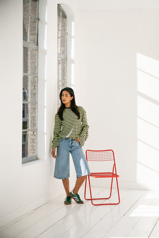 GISELLE - Bermuda denim bleu