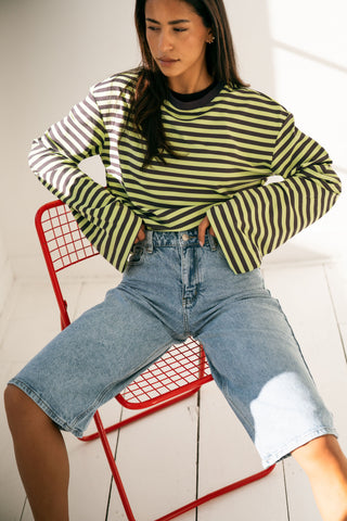 GISELLE - Blue denim Bermuda shorts