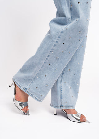 DAWN - Blue jeans with studded eyelets