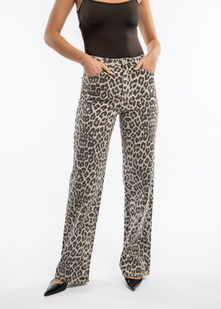 SONIA - Straight leopard print jeans