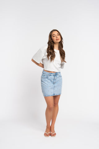 JUDITH - Blue skirt with studs
