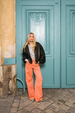 SABRINA - Orange denim jeans