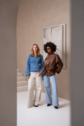 SANDRA - Straight jeans with loose-knit side fringe