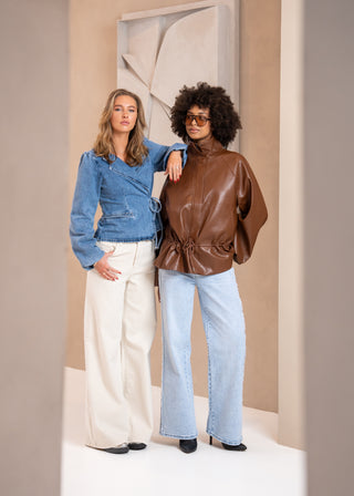 SANDRA - Straight jeans with loose-knit side fringe