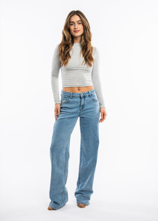 LAURA - Extra long straight-leg jeans with a mid-rise waist