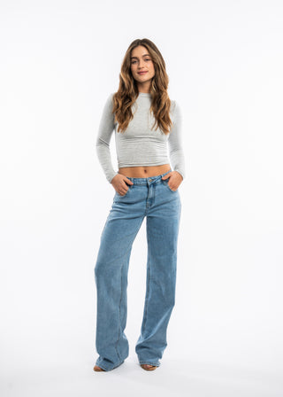 LAURA - Extra long straight-leg jeans with a mid-rise waist