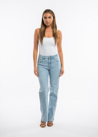 SOPHIE - Straight-leg jeans, mid-rise, raw finish