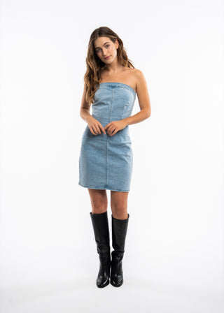 RACHEL - Strapless denim dress
