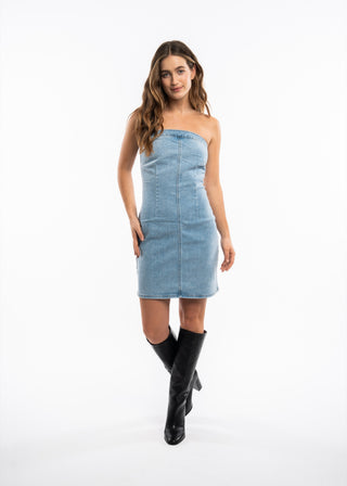 RACHEL - Strapless denim dress