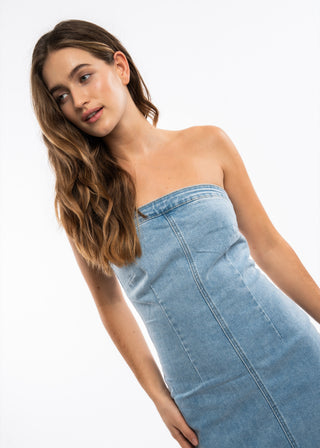 RACHEL - Strapless denim dress