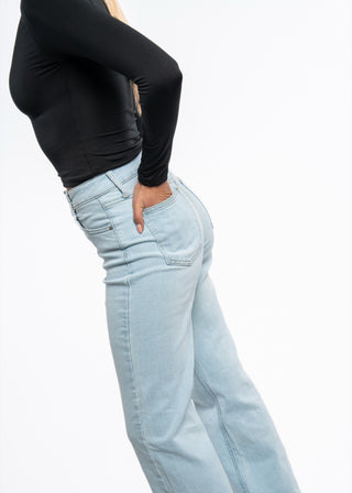 AMELIE - Jean wide leg bleu clair