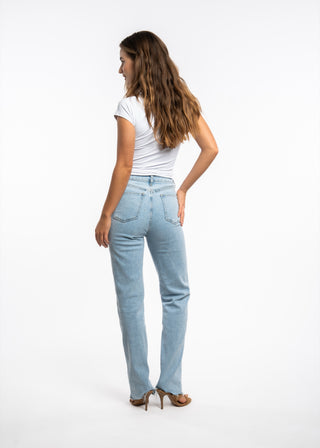SANDRINE - Straight jeans embroidered with yellow flowers