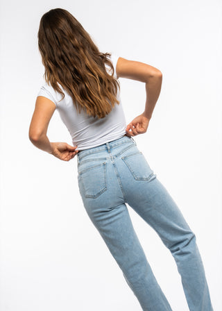 SANDRINE - Straight jeans embroidered with yellow flowers
