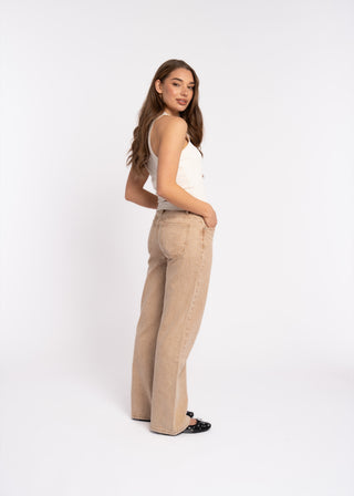 SOLEA - Faded camel straight jeans