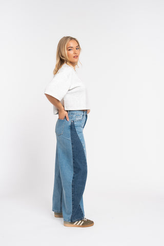 BRITT - Two-tone balloon jeans