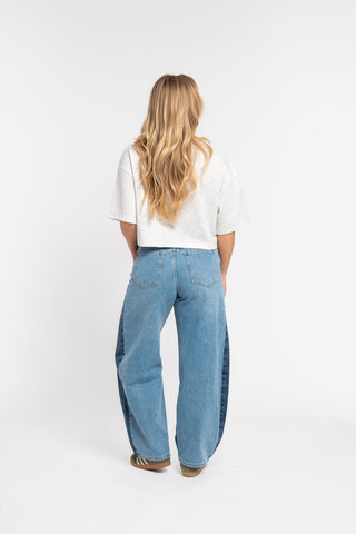 BRITT - Two-tone balloon jeans