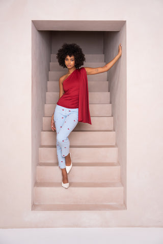 MATHILDE - Embroidered cherry mom jeans