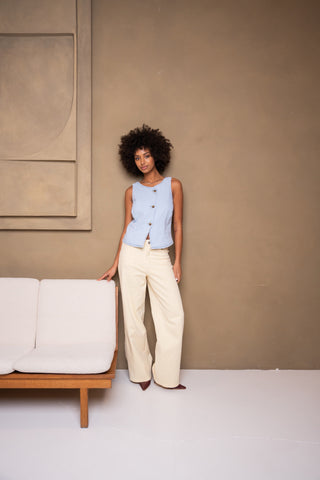 TIFFANY - Gilet top sans manche boutonné